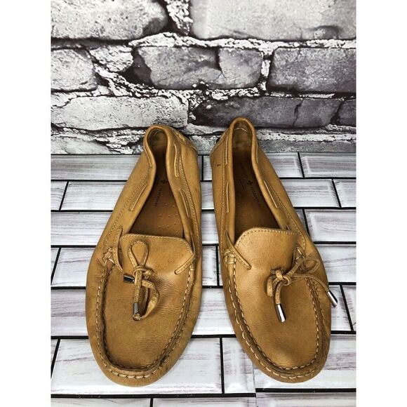 Mercanti Florentini MF-3200 Brown Leather Lace Driving Loafers Shoes Women 7.5B - Picture 10 of 16